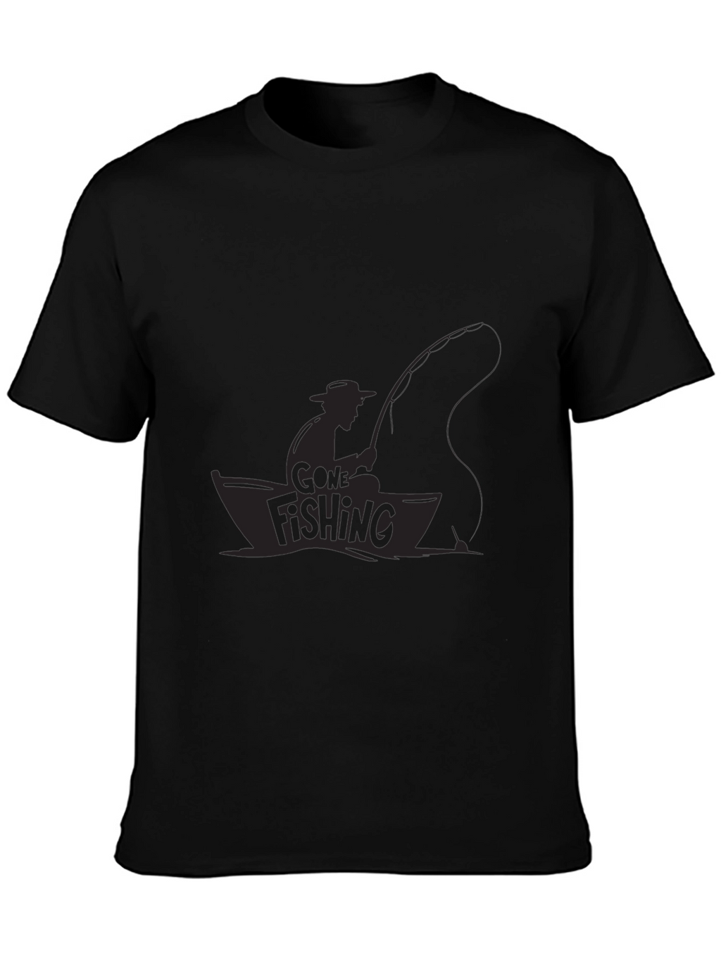 Mens Black Gone Fishing Graphic Tee