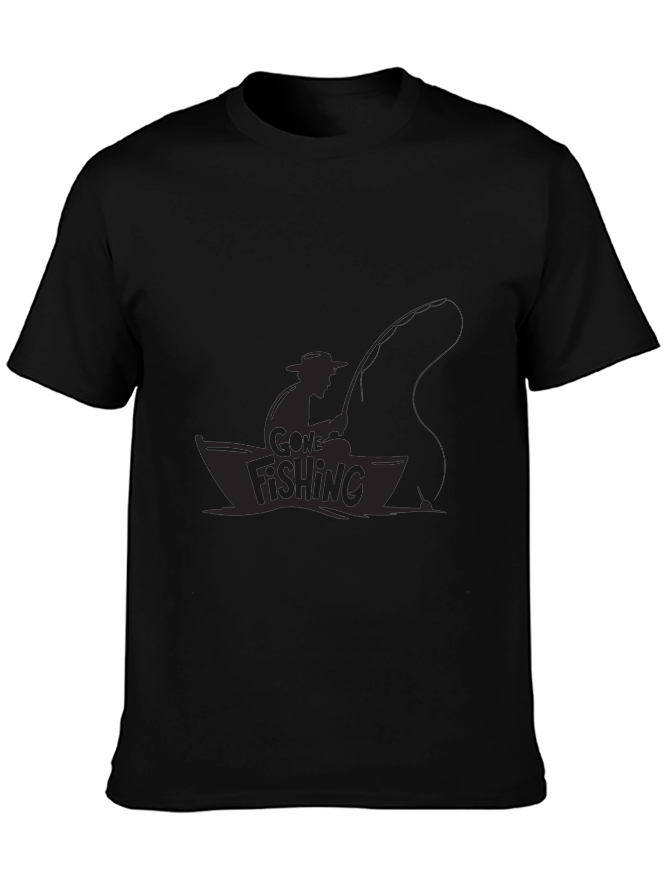 Mens Black Gone Fishing Graphic Tee
