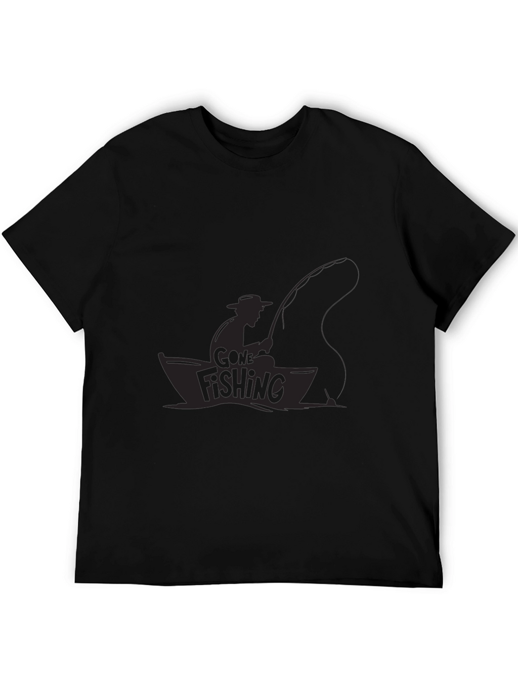 Mens Black Gone Fishing Graphic Tee