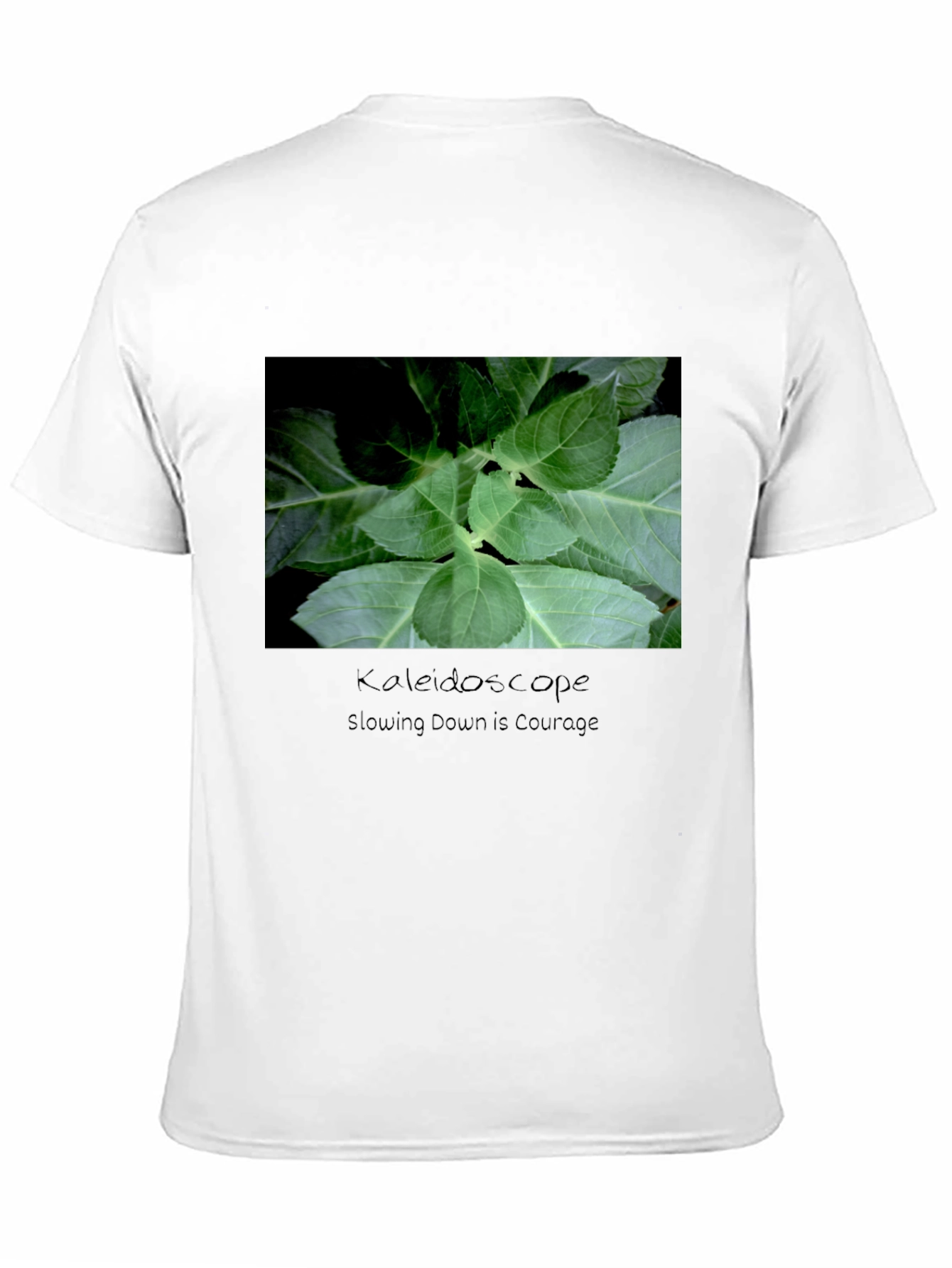 Kaleidoscope Leaf Print Black T-Shirt