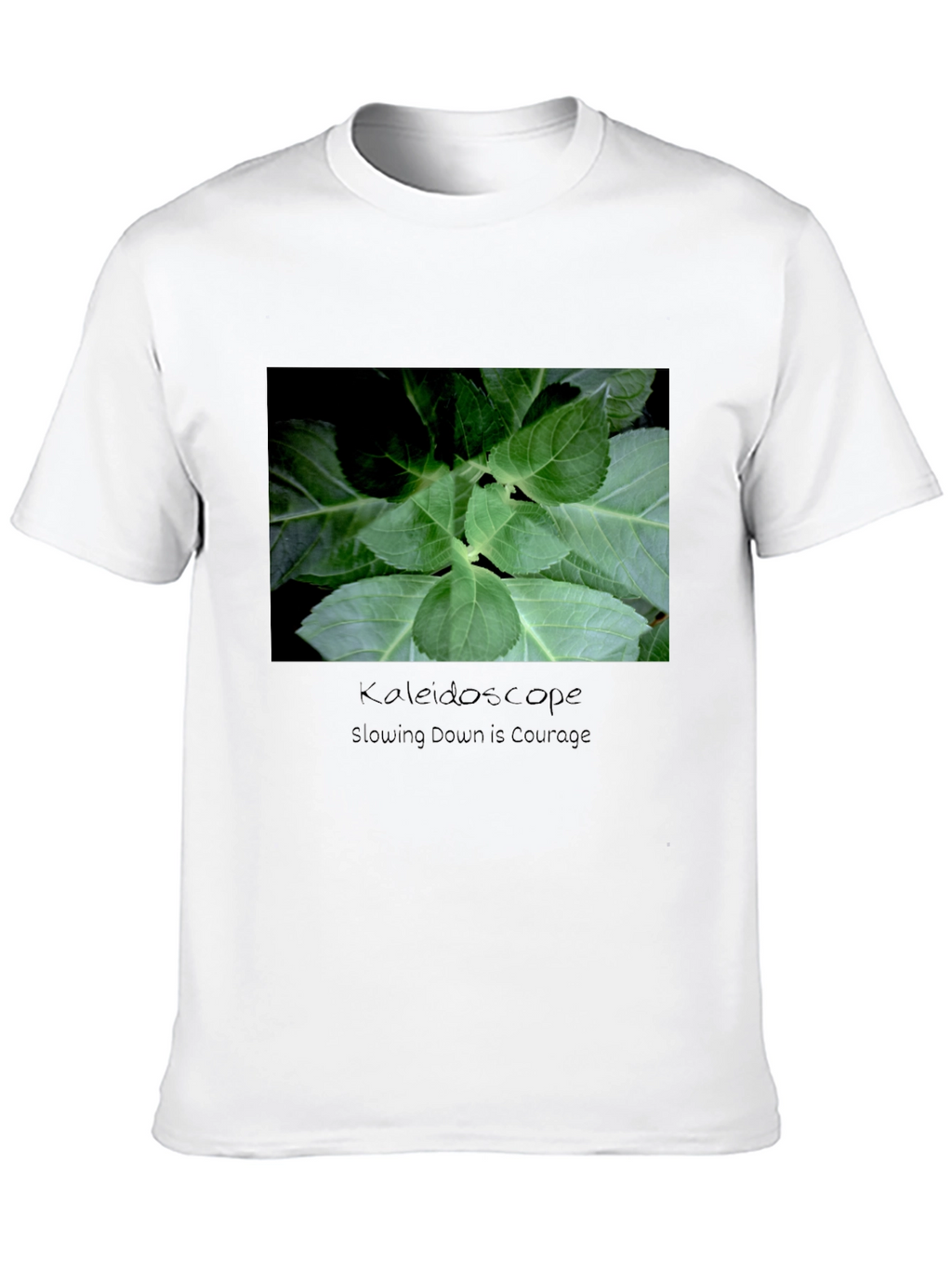 Kaleidoscope Leaf Print Black T-Shirt