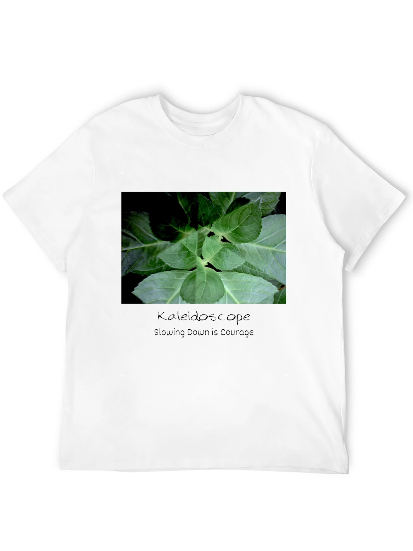 Kaleidoscope Leaf Print Black T-Shirt