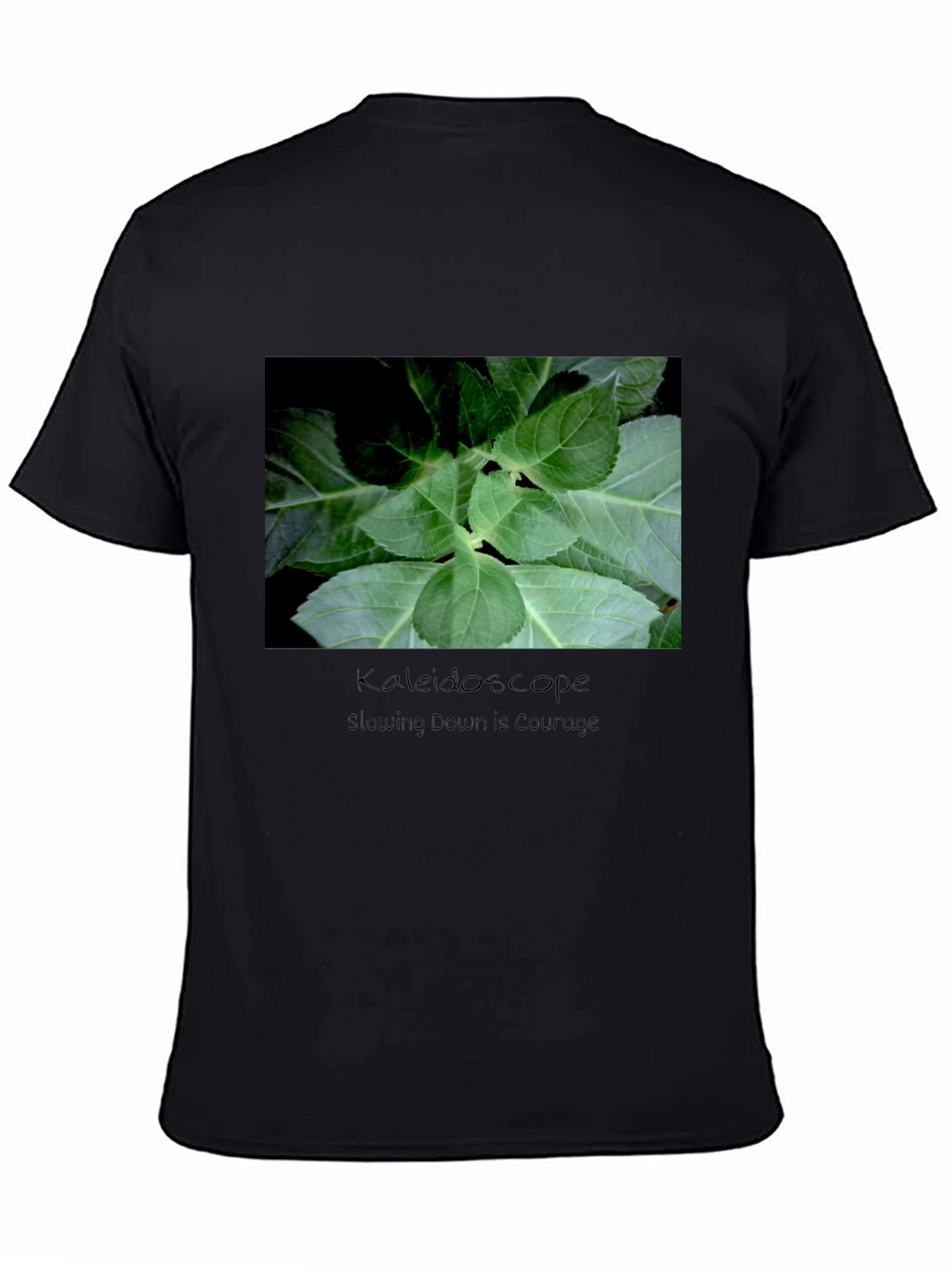 Kaleidoscope Leaf Print Black T-Shirt