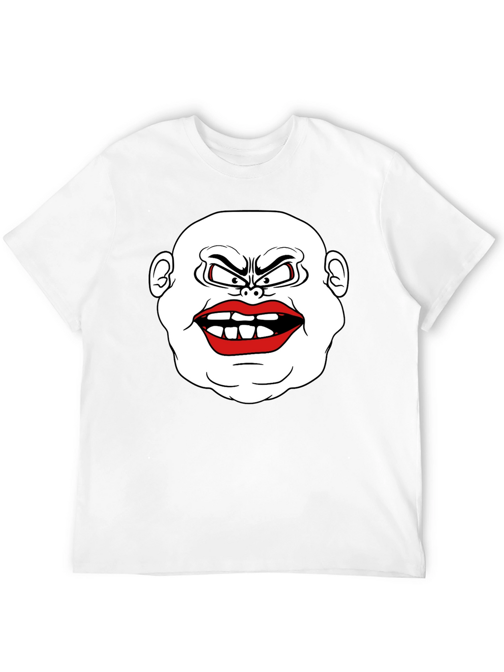 Mens Black T-Shirt with Cartoon Face Graphic