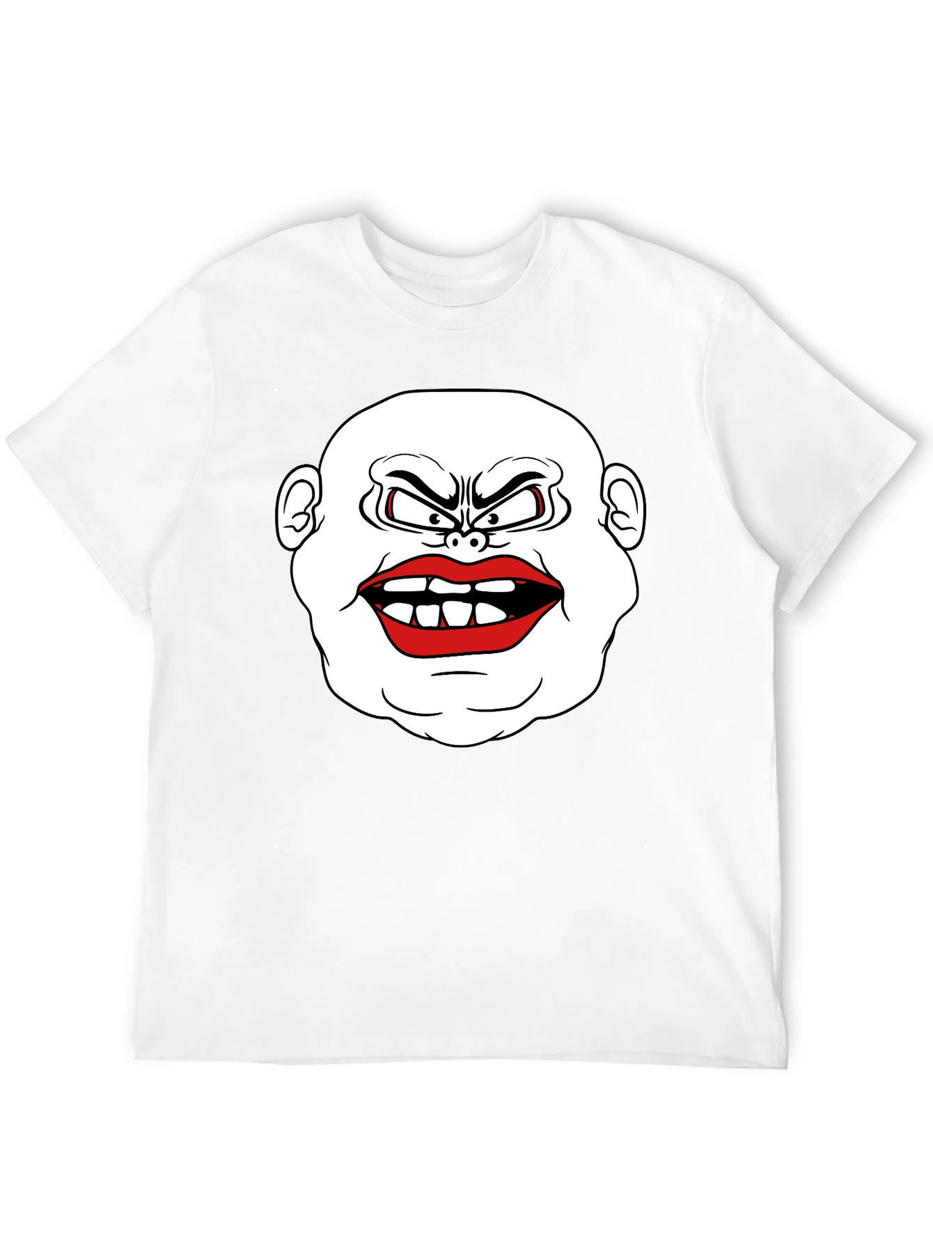 Mens Black T-Shirt with Cartoon Face Graphic