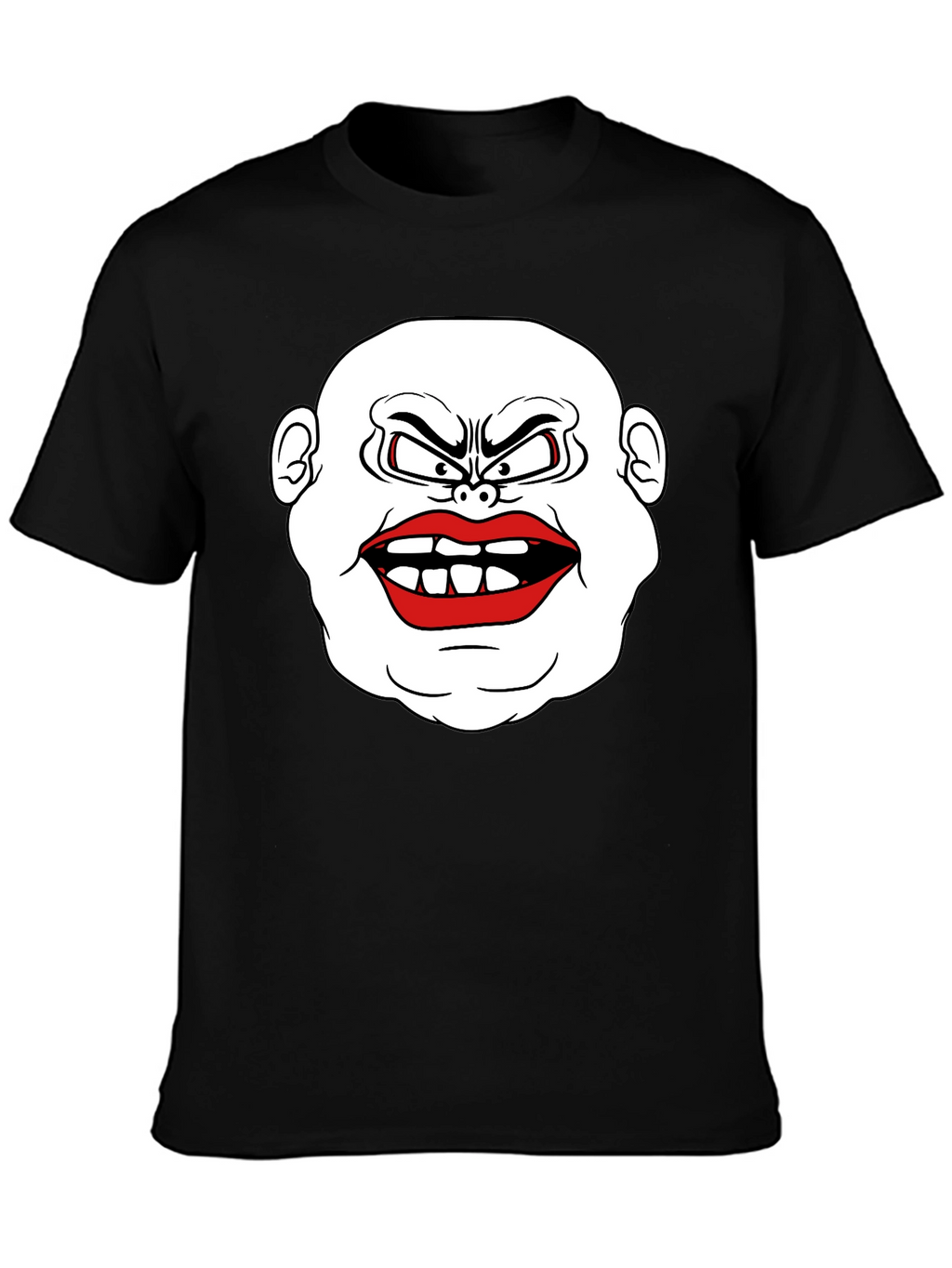 Mens Black T-Shirt with Cartoon Face Graphic