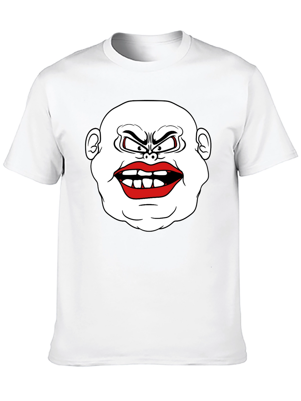 Mens Black T-Shirt with Cartoon Face Graphic