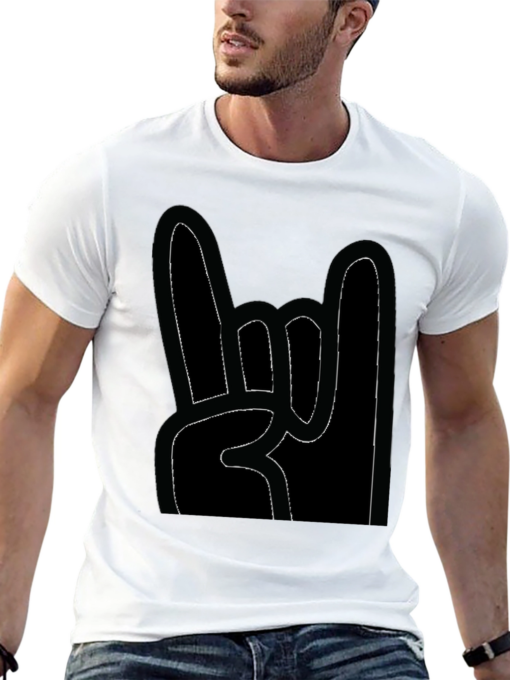 Rock On! Graphic Print Black T-Shirt