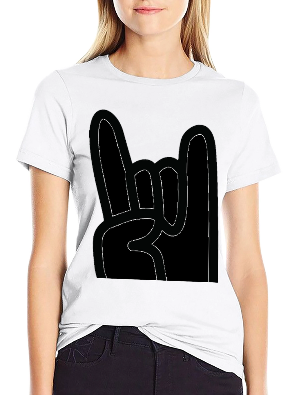 Rock On! Graphic Print Black T-Shirt