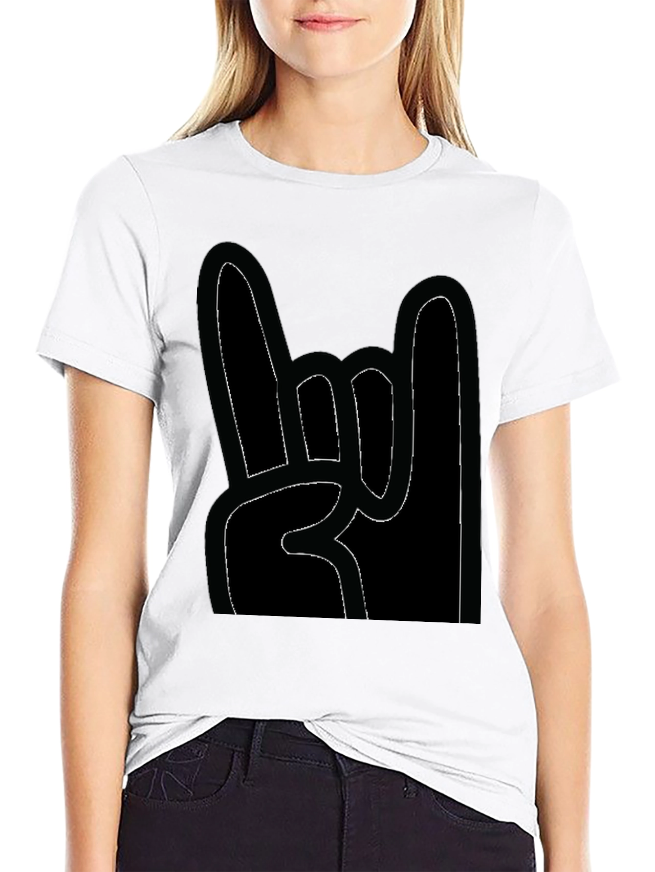 Rock On! Graphic Print Black T-Shirt