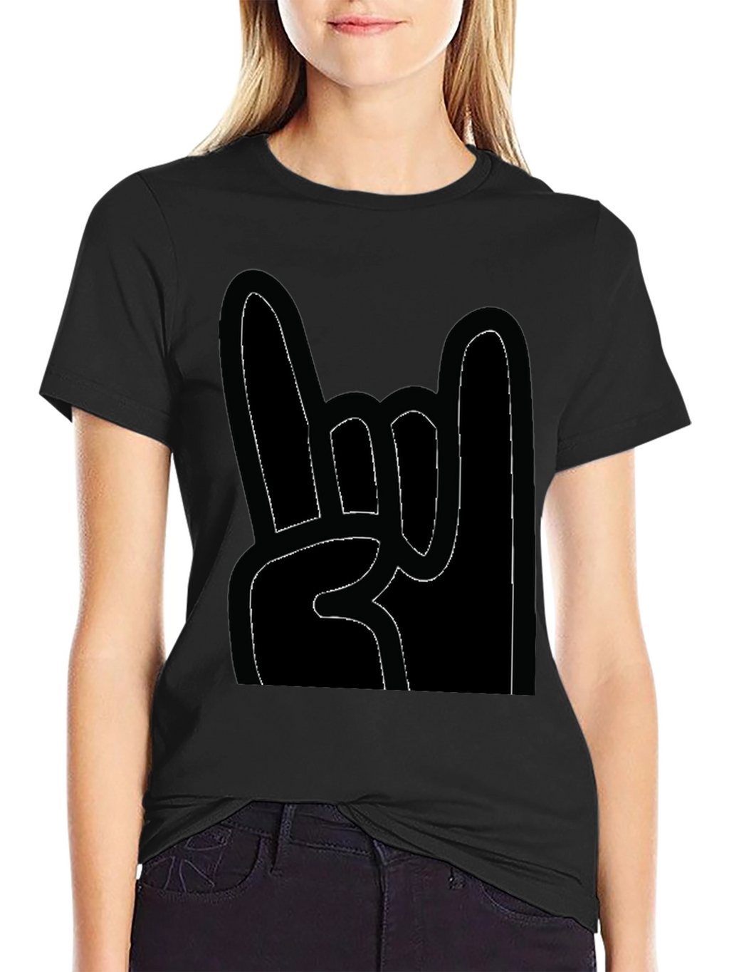 Rock On! Graphic Print Black T-Shirt