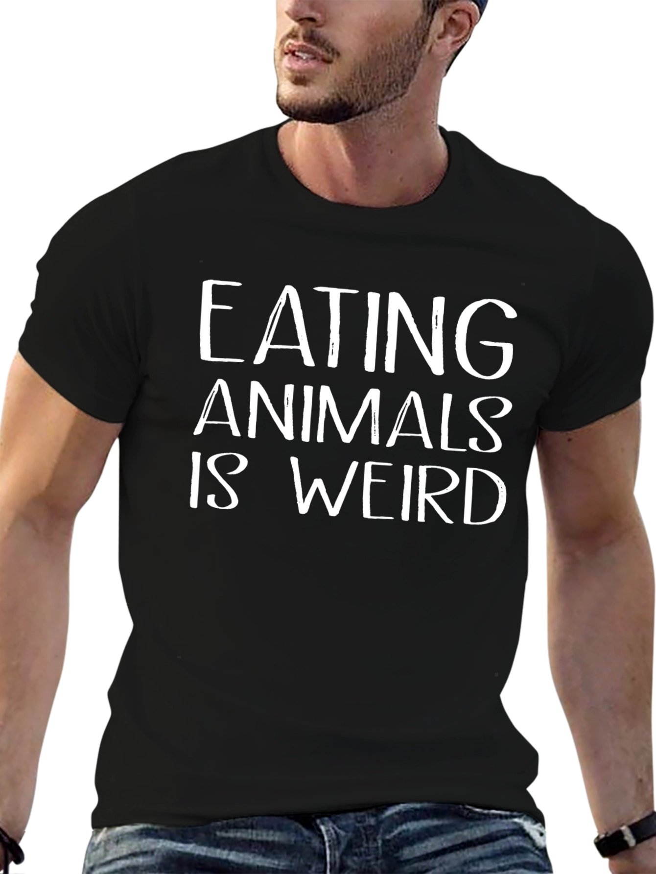 Eating Animals Is Weird Graphic Tee - Black