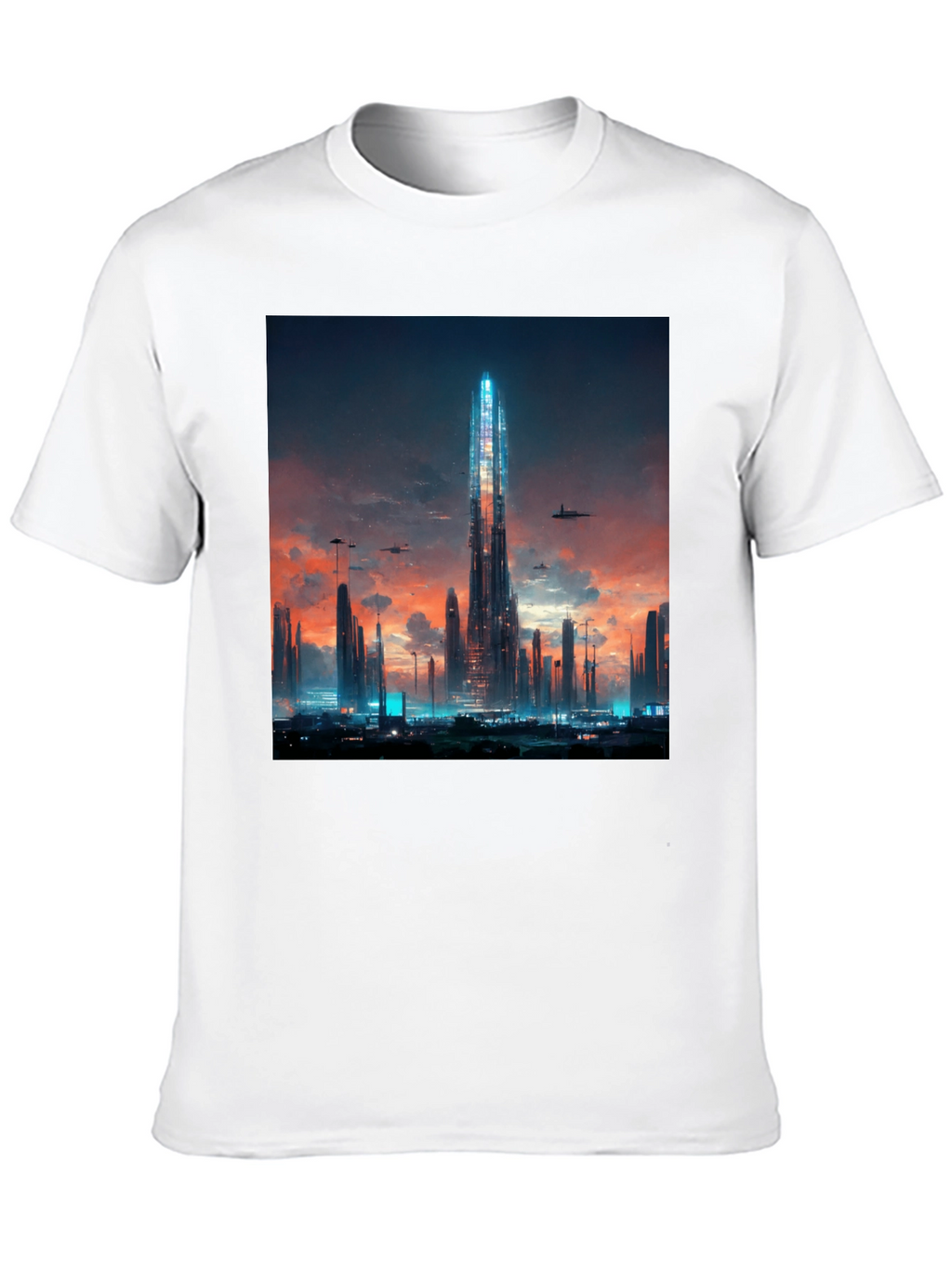 Futuristic Cityscape Black T-Shirt