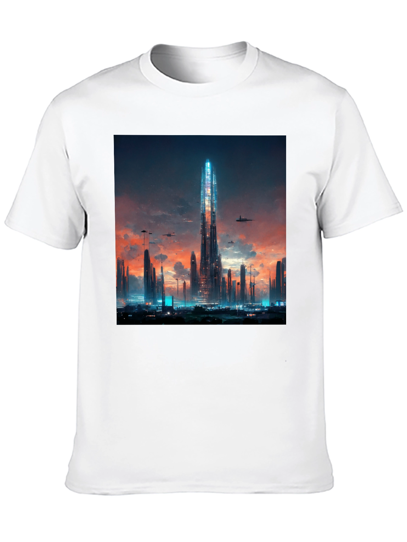 Futuristic Cityscape Black T-Shirt