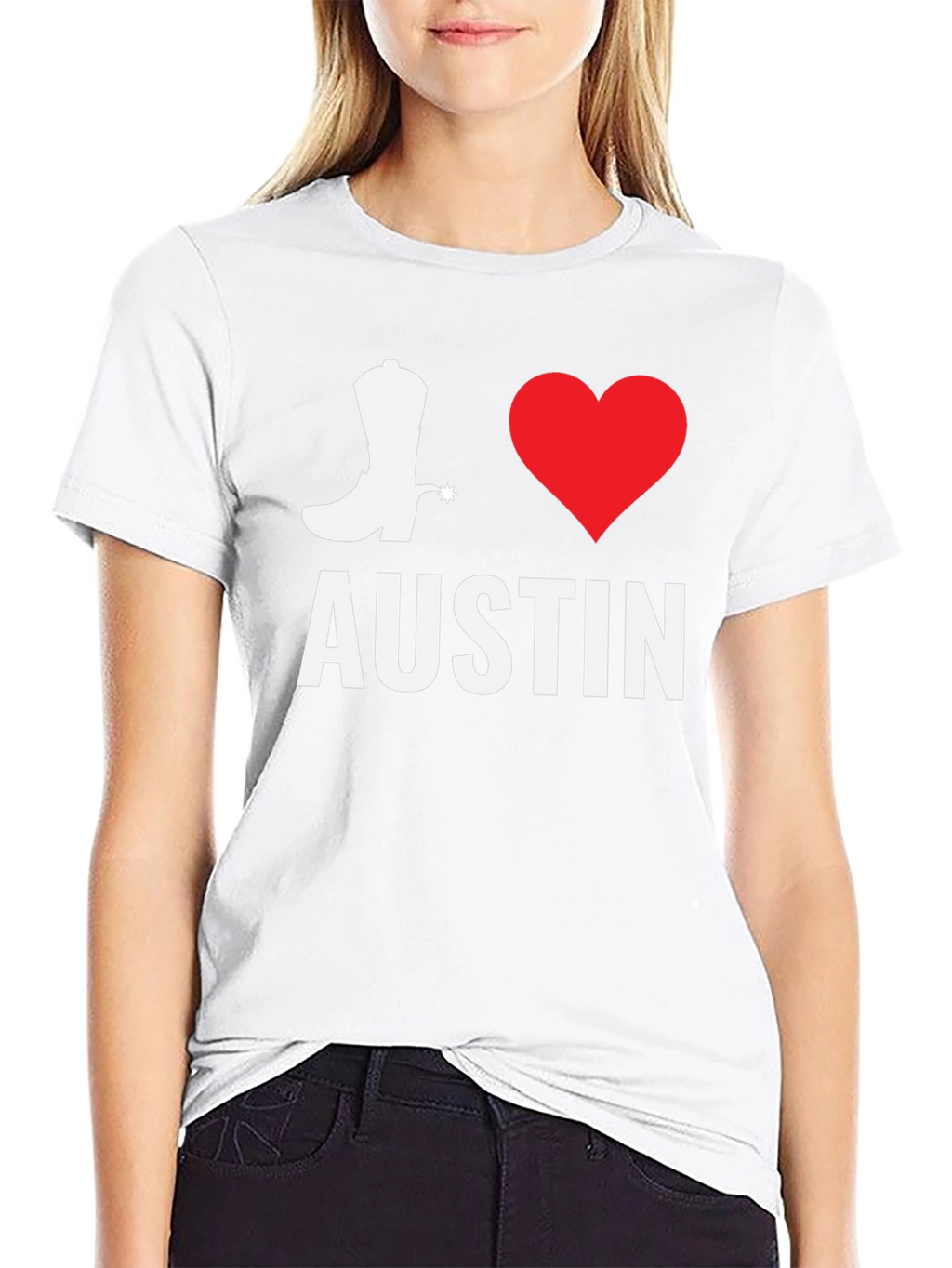 I Love Austin T-Shirt - Cowboy Boot & Heart