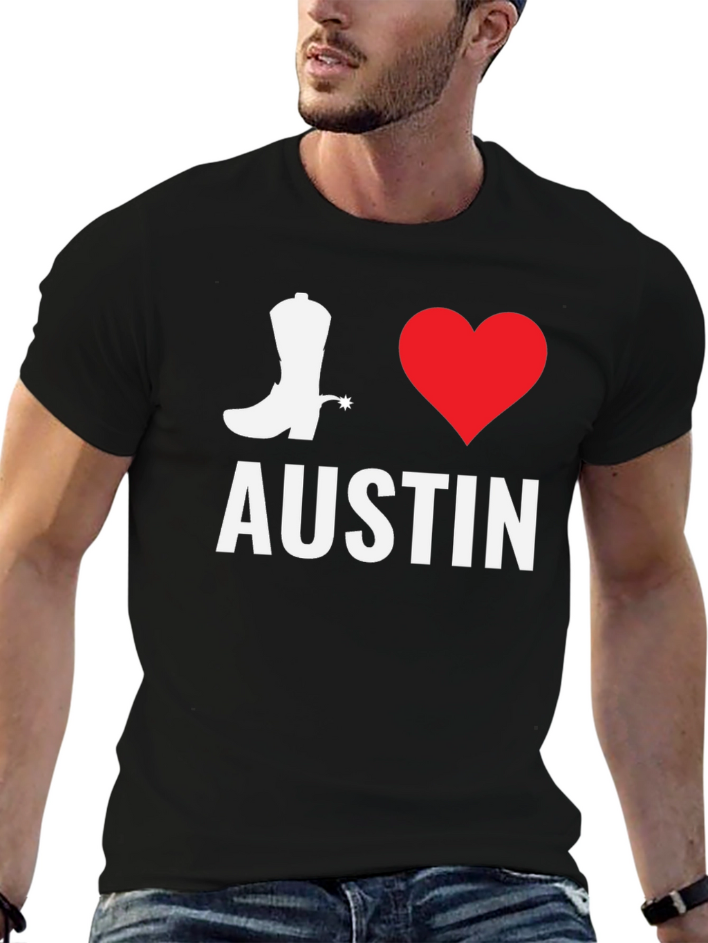 I Love Austin T-Shirt - Cowboy Boot & Heart