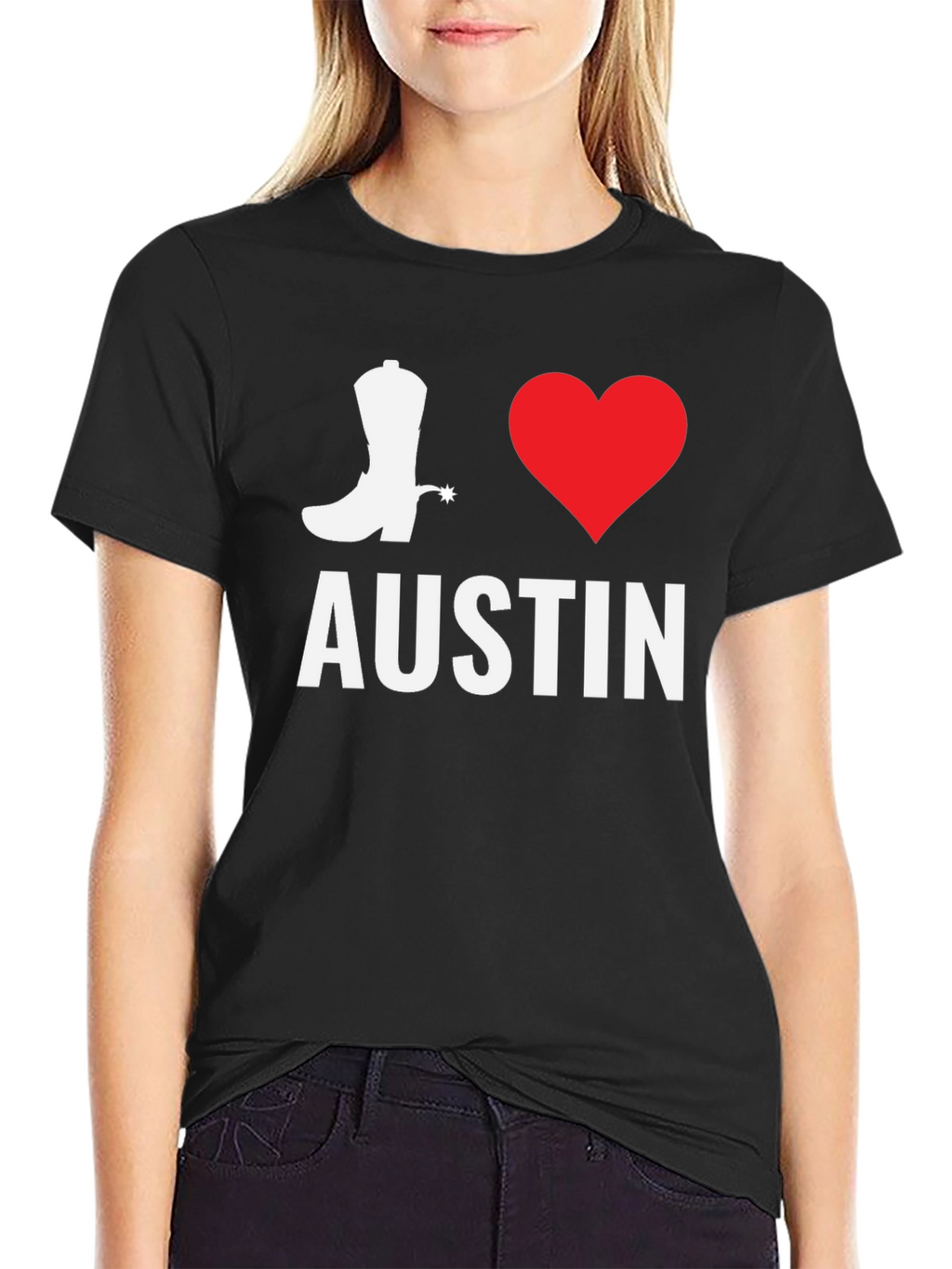 I Love Austin T-Shirt - Cowboy Boot & Heart