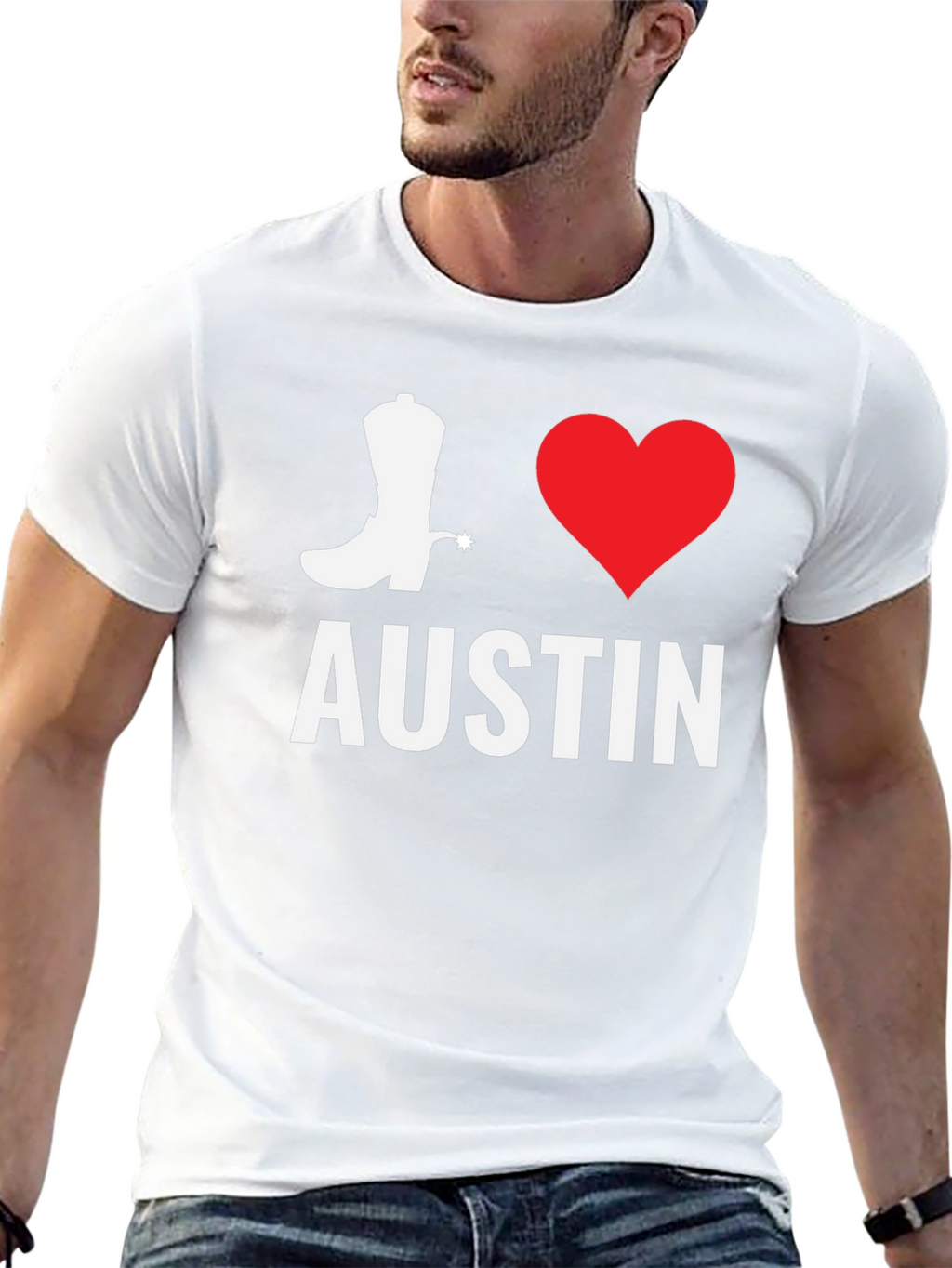 I Love Austin T-Shirt - Cowboy Boot & Heart