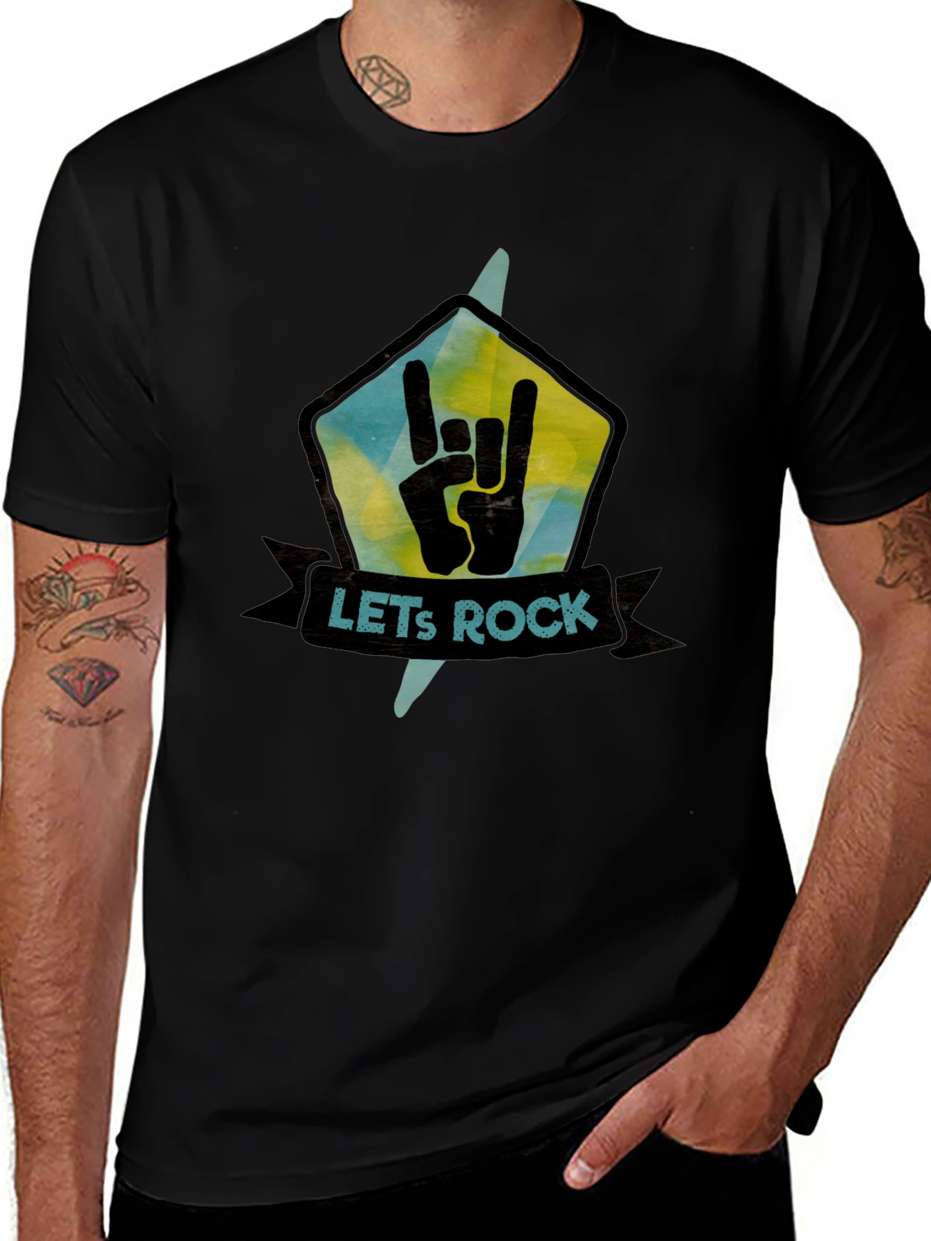 Lets Rock Graphic Tee - Cool Band T-Shirt