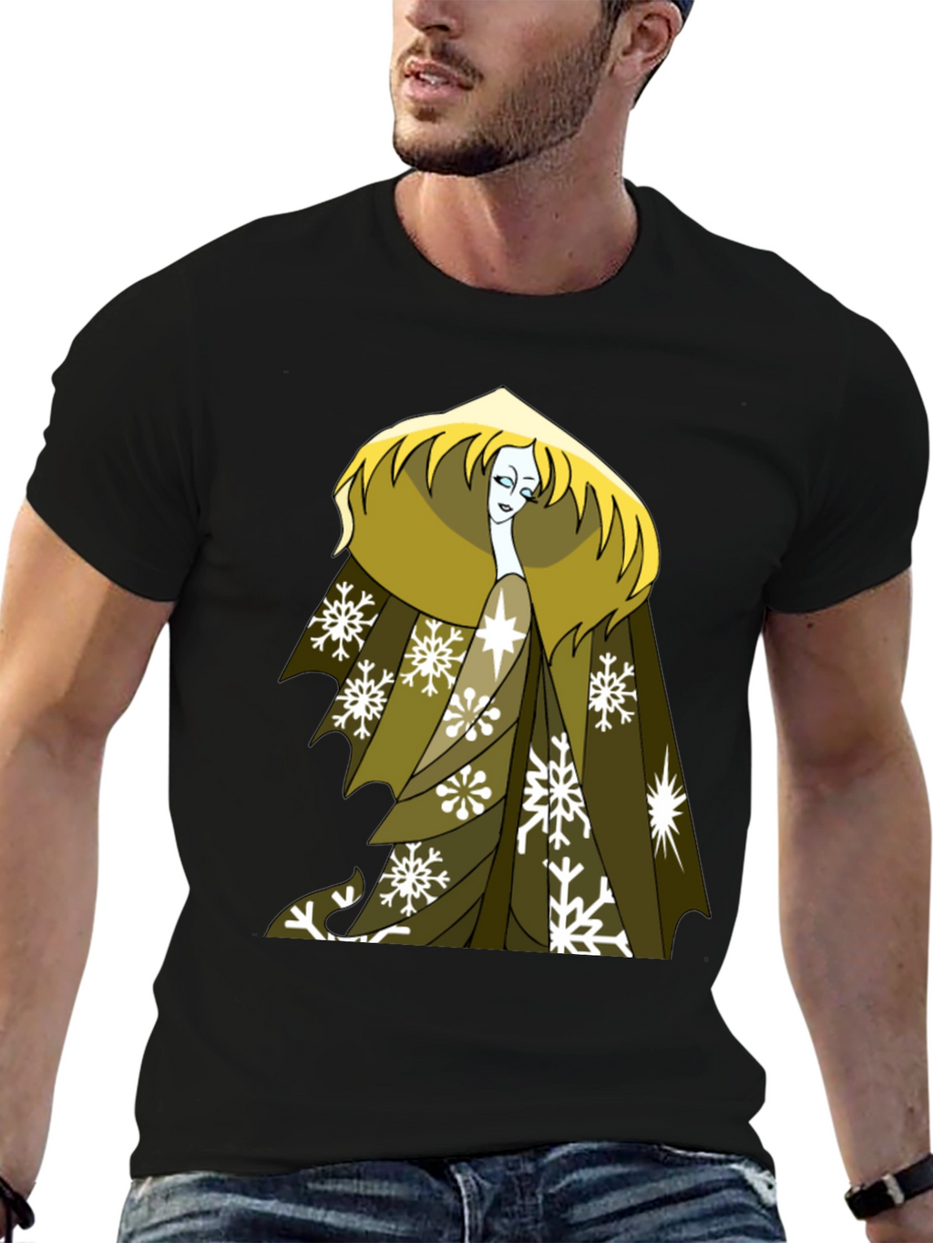 Snow Queen Graphic Tee - Black Cotton T-Shirt