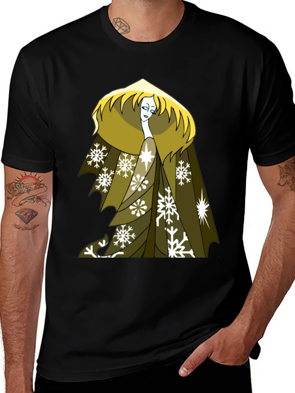 Snow Queen Graphic Tee - Black Cotton T-Shirt