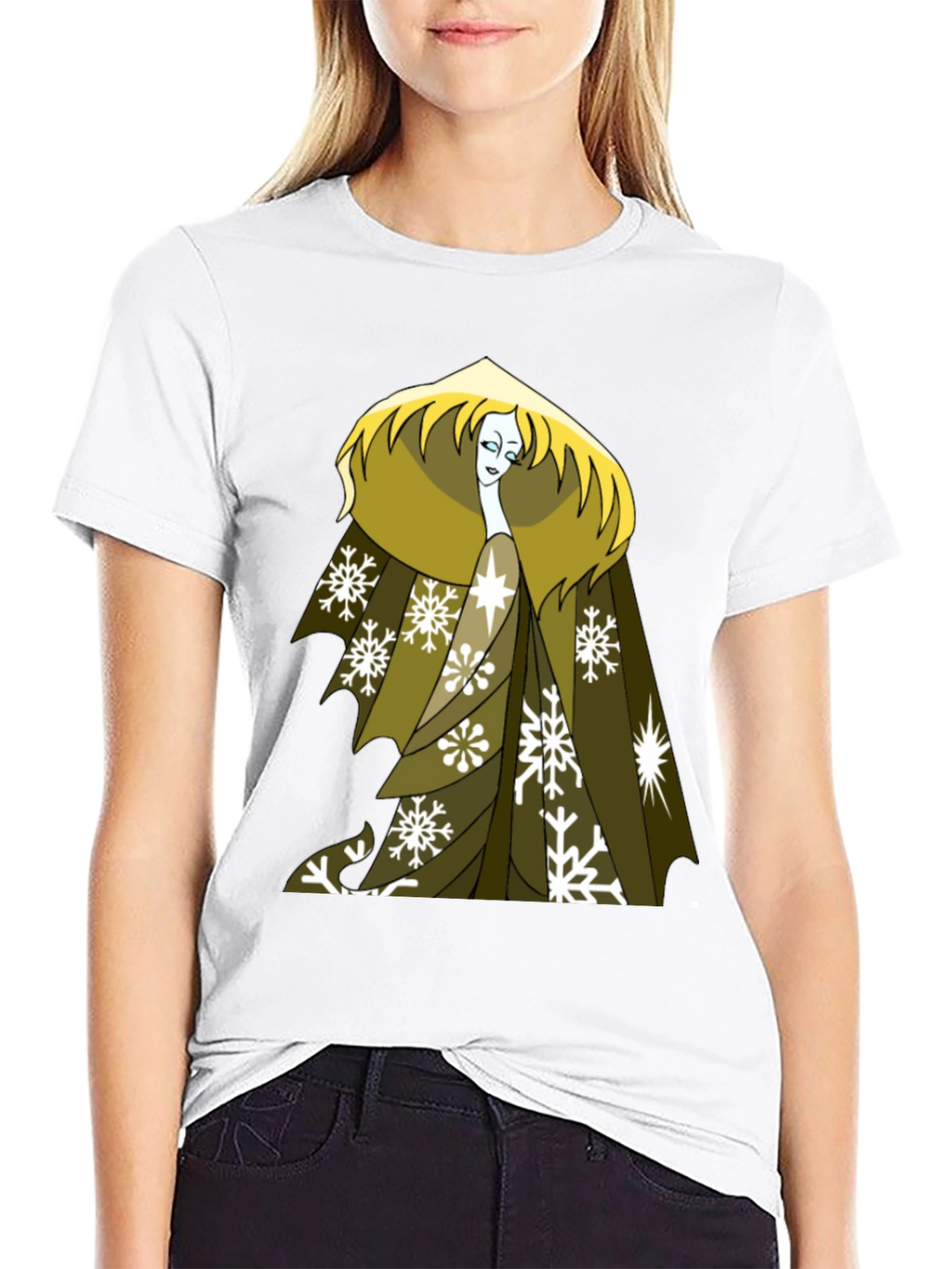 Snow Queen Graphic Tee - Black Cotton T-Shirt