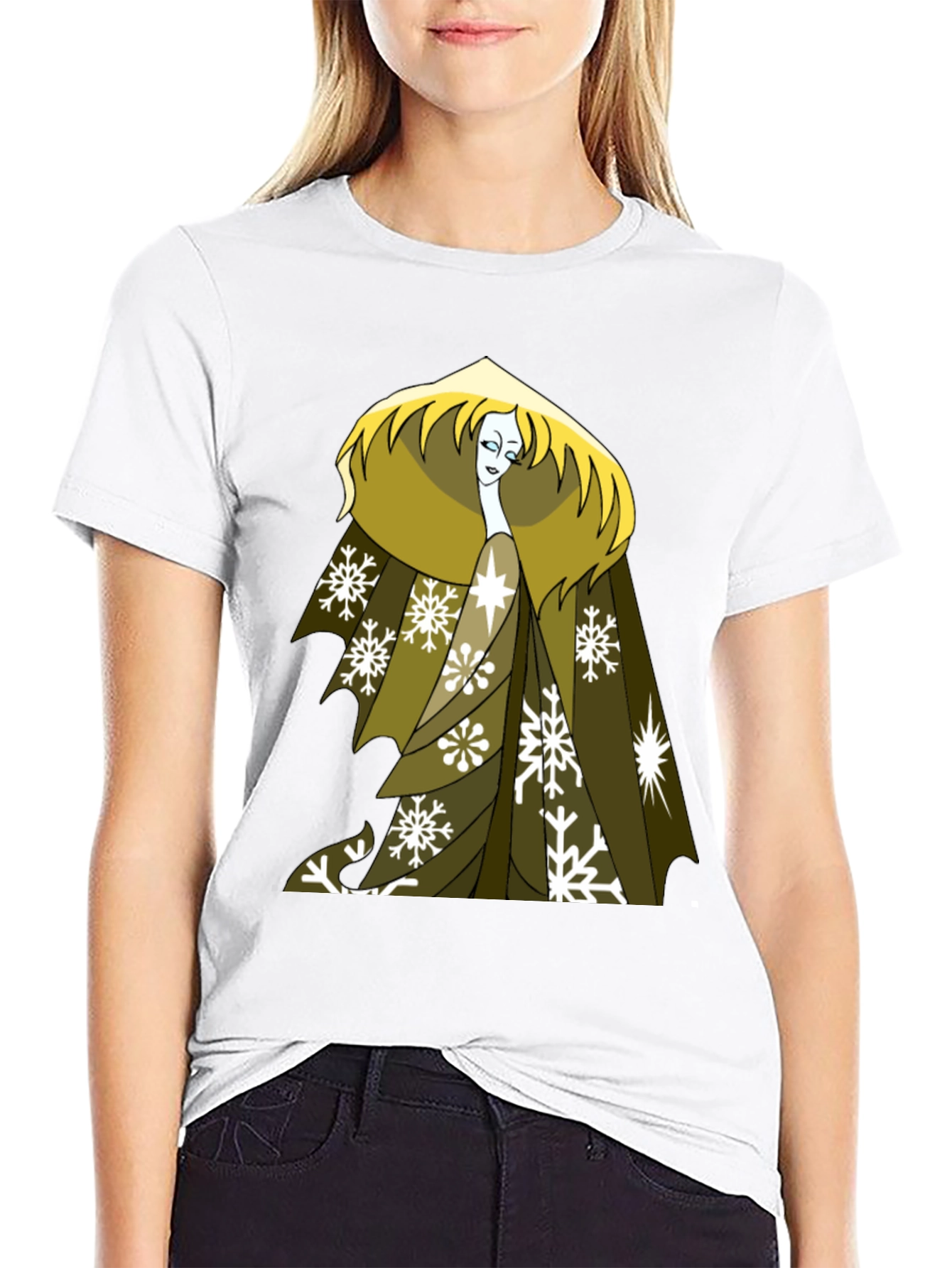 Snow Queen Graphic Tee - Black Cotton T-Shirt