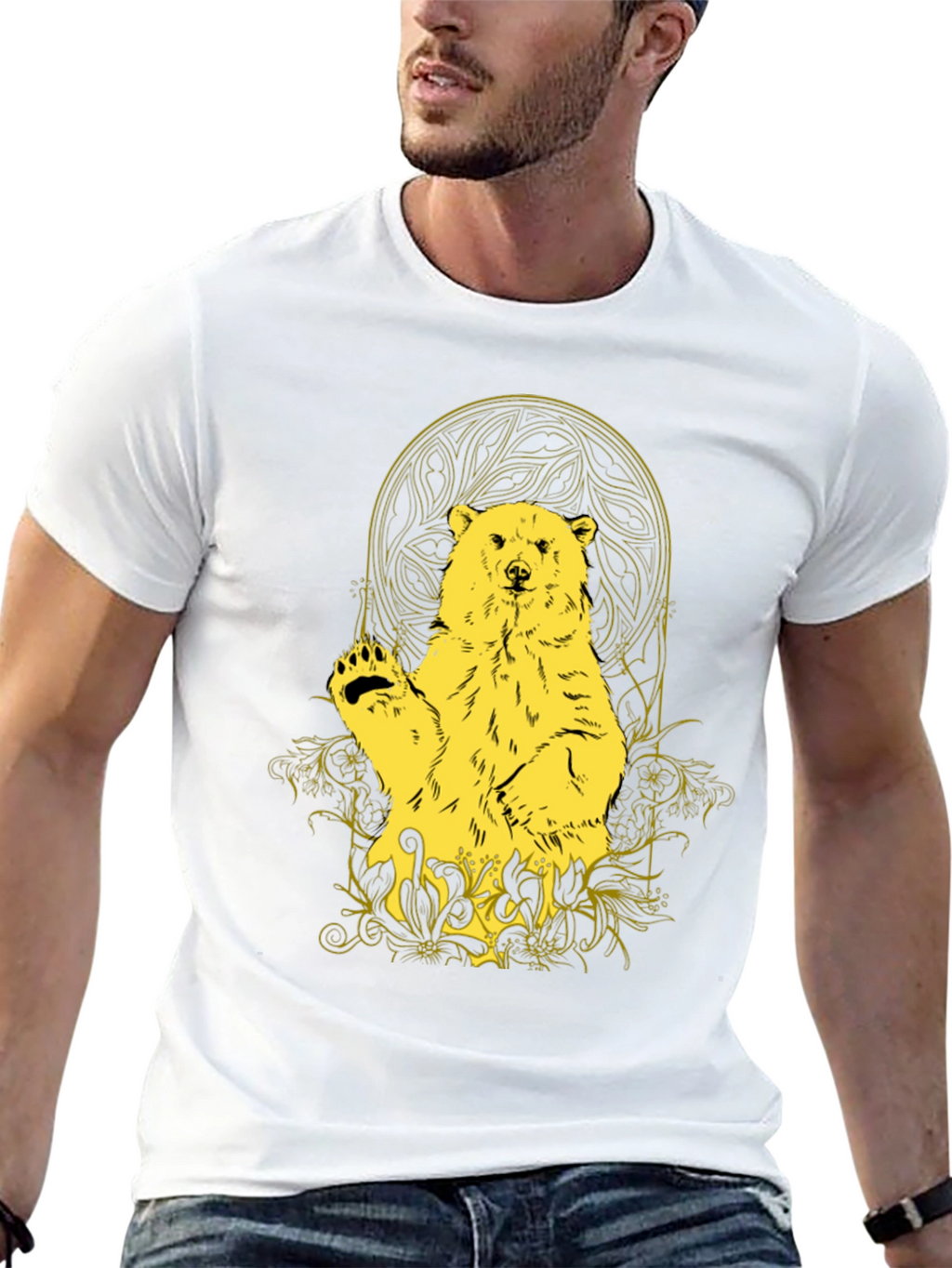 Bear Graphic Tee - Black Casual T-Shirt