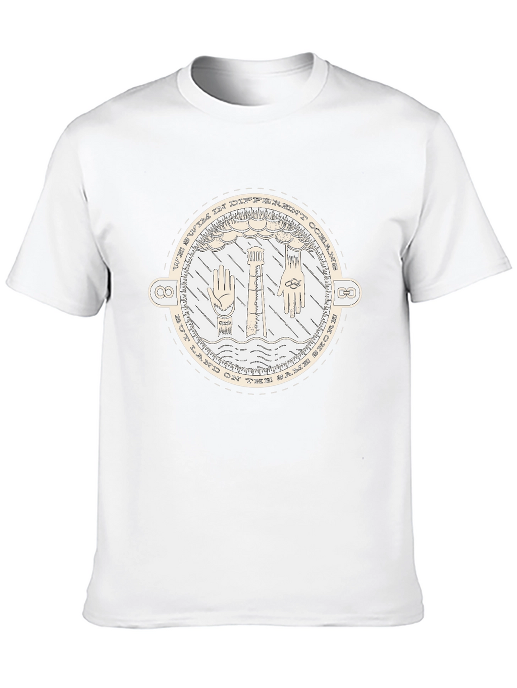 Unisex Black T-Shirt with Nautical-Themed Graphic