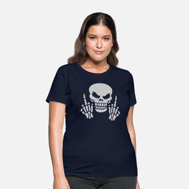 Skull Skull Middle Finger