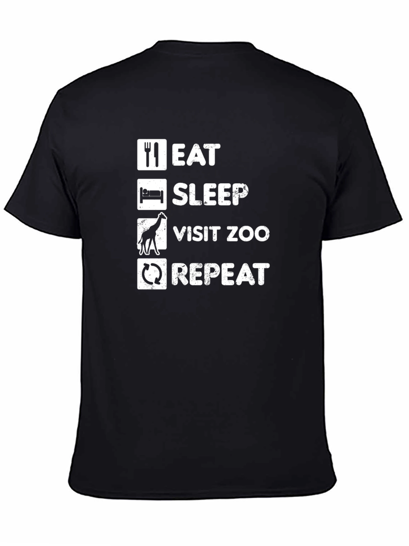 Eat Sleep Visit Zoo Repeat Black T-Shirt