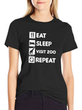 Eat Sleep Visit Zoo Repeat Black T-Shirt