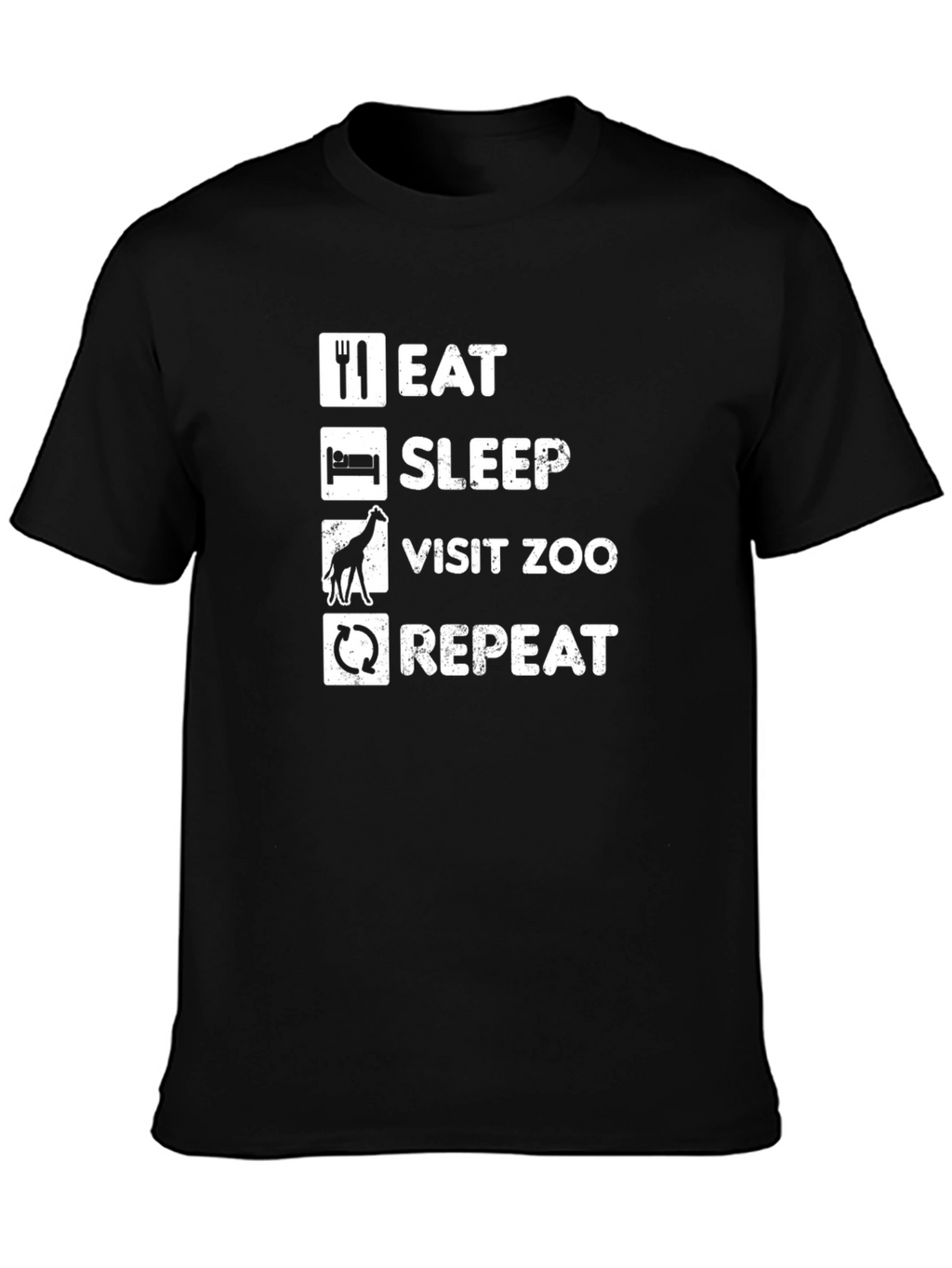 Eat Sleep Visit Zoo Repeat Black T-Shirt