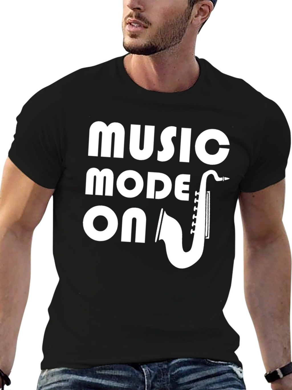 Music Mode On T-Shirt - Saxophone Graphic Tee