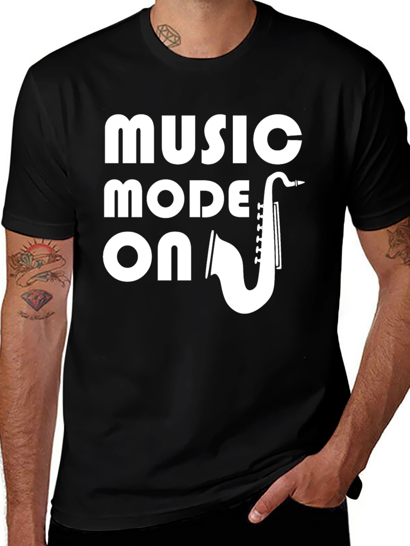 Music Mode On T-Shirt - Saxophone Graphic Tee
