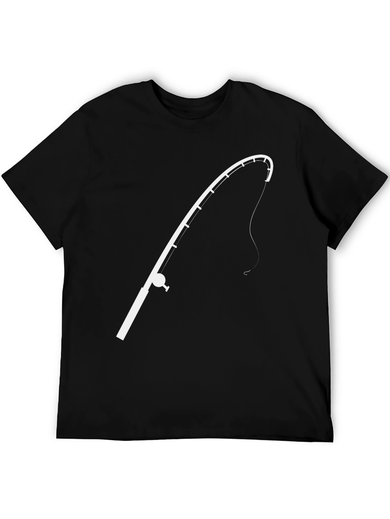 Fishing Rod Graphic Tee - Black Casual T-Shirt