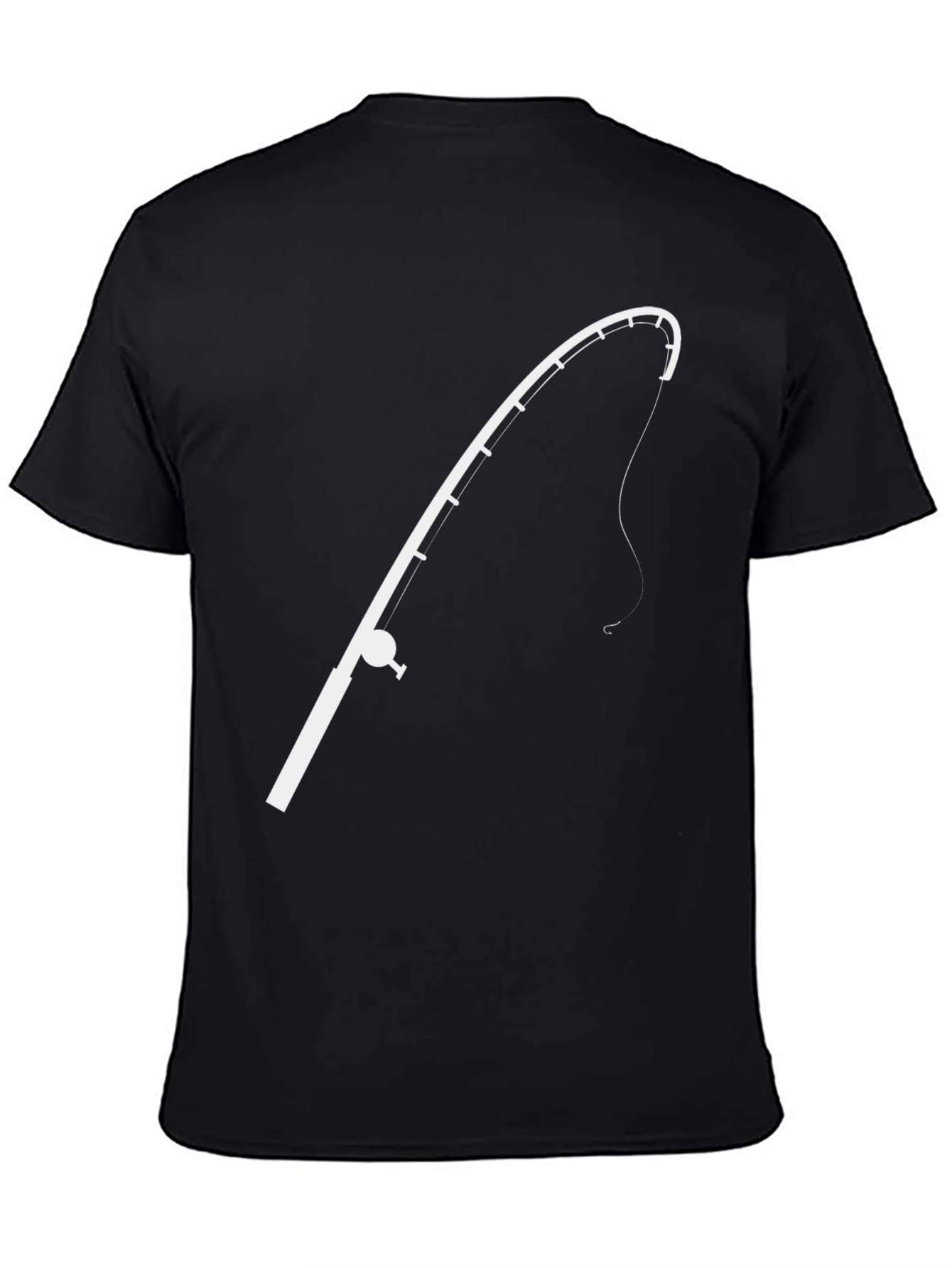Fishing Rod Graphic Tee - Black Casual T-Shirt