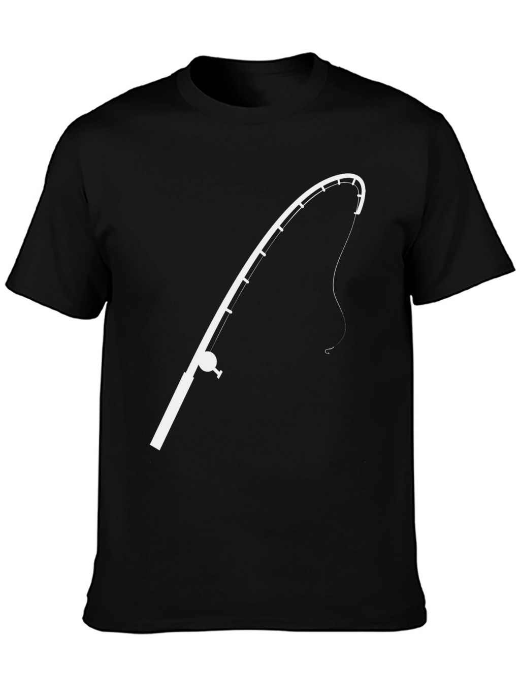 Fishing Rod Graphic Tee - Black Casual T-Shirt