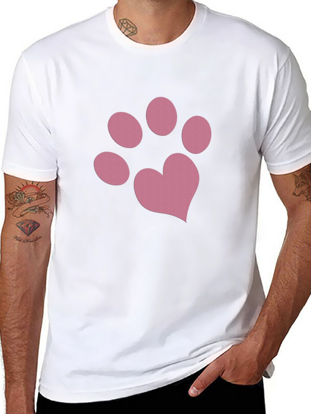 Pink Paw Print Heart Tee - Casual Style
