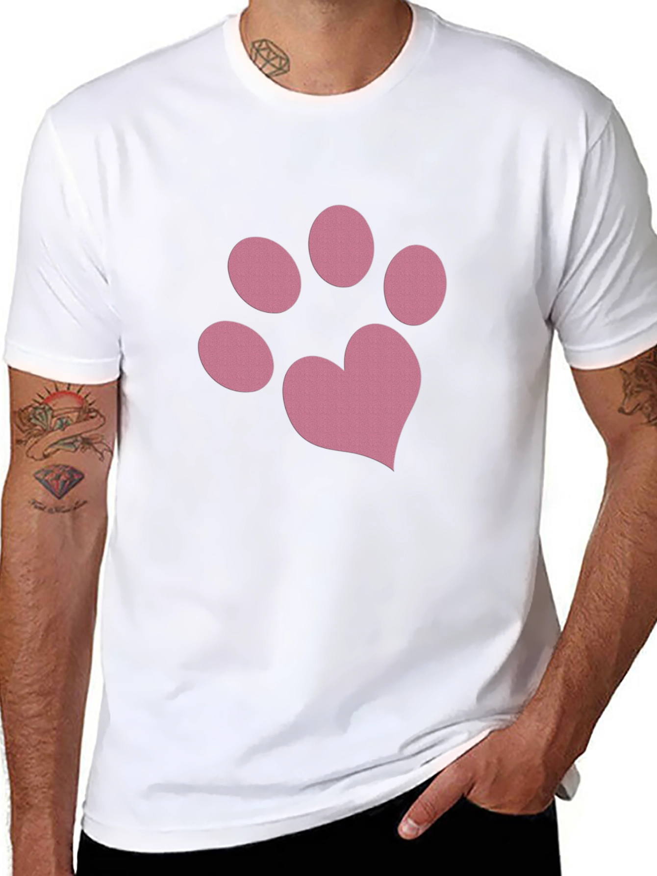 Pink Paw Print Heart Tee - Casual Style