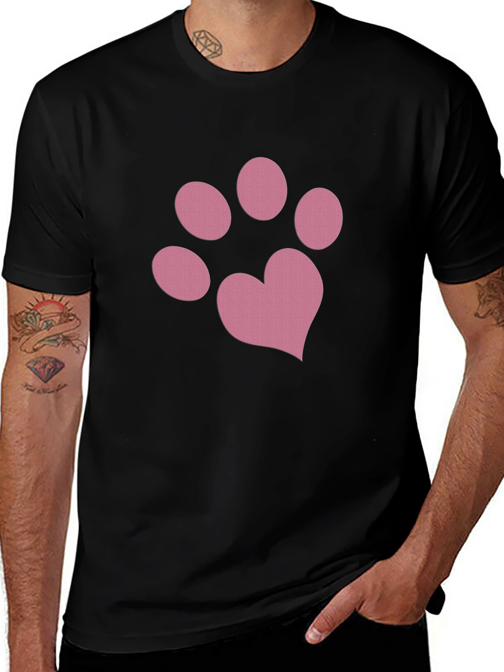 Pink Paw Print Heart Tee - Casual Style