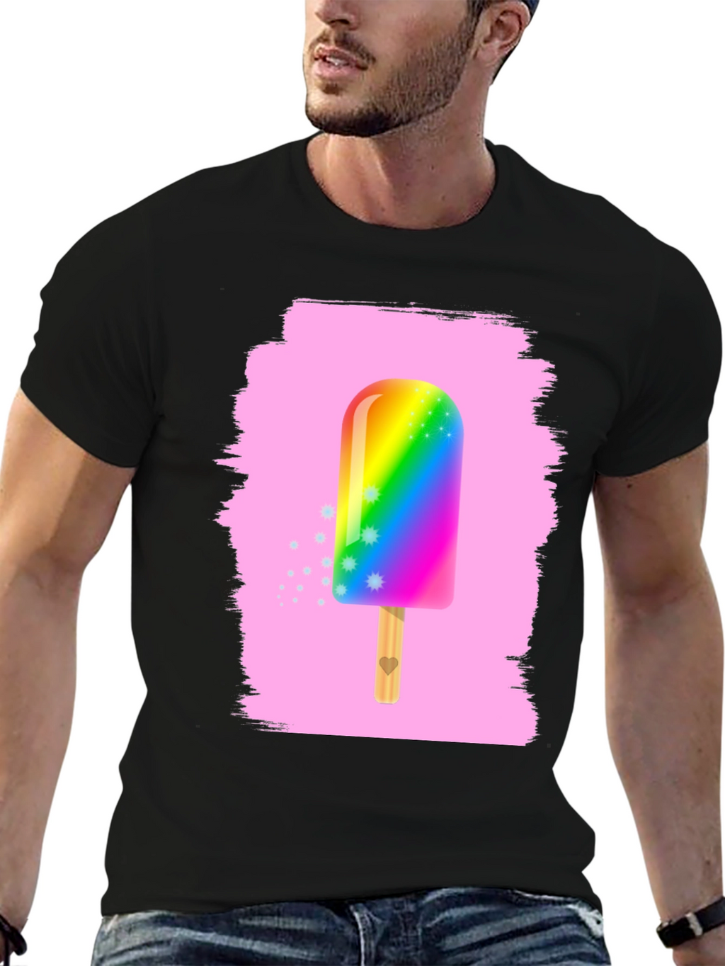 Rainbow Popsicle Graphic Tee - Fun Summer Shirt