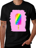 Rainbow Popsicle Graphic Tee - Fun Summer Shirt