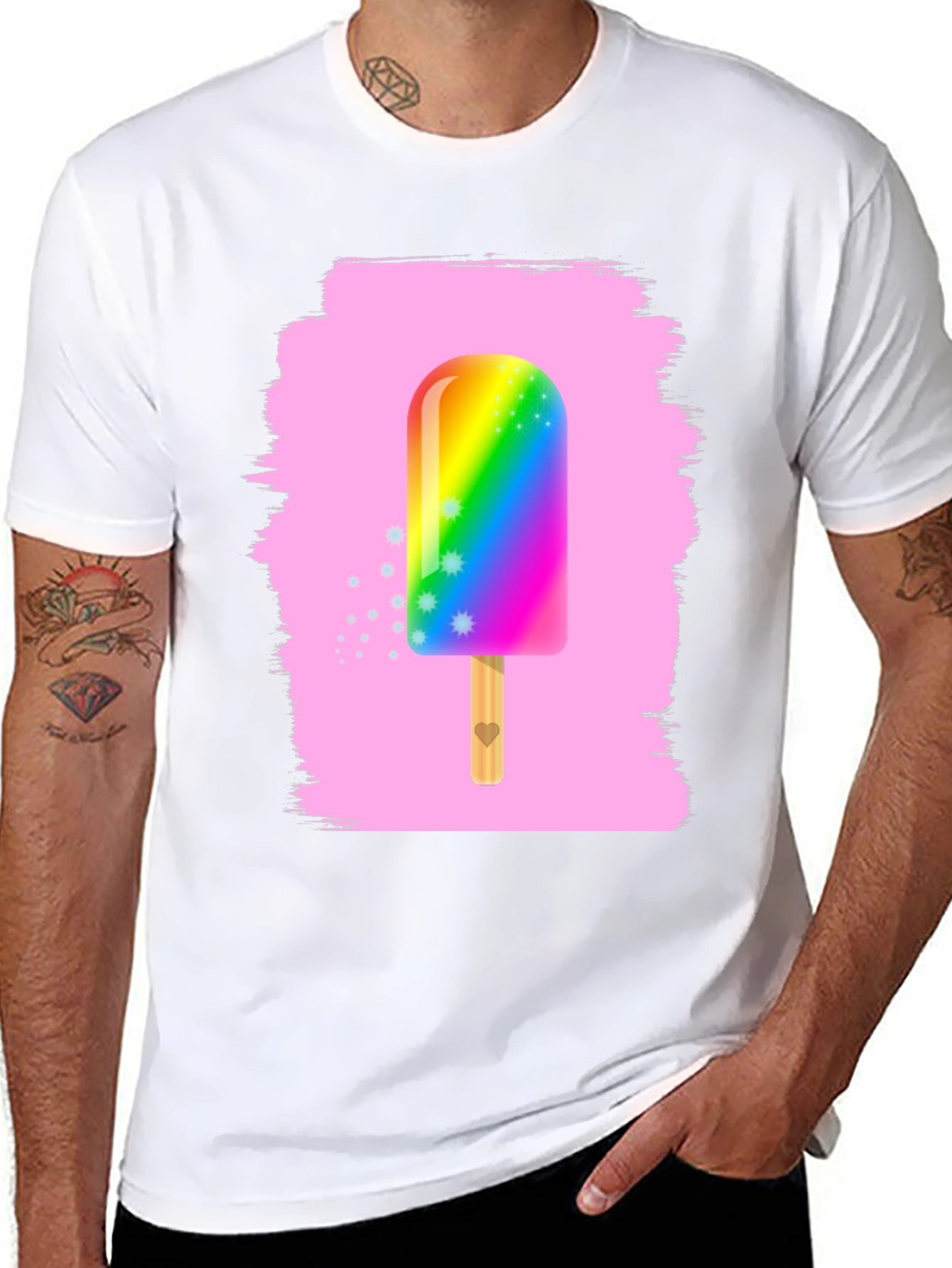 Rainbow Popsicle Graphic Tee - Fun Summer Shirt