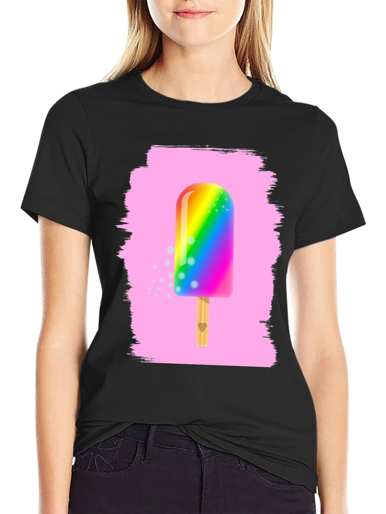 Rainbow Popsicle Graphic Tee - Fun Summer Shirt