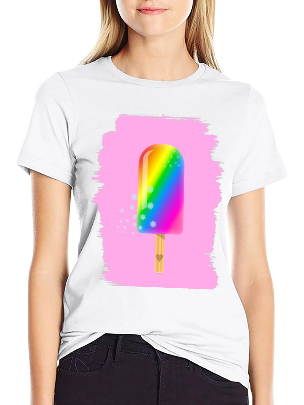 Rainbow Popsicle Graphic Tee - Fun Summer Shirt