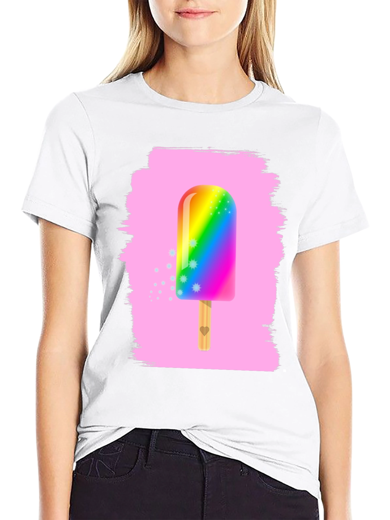 Rainbow Popsicle Graphic Tee - Fun Summer Shirt