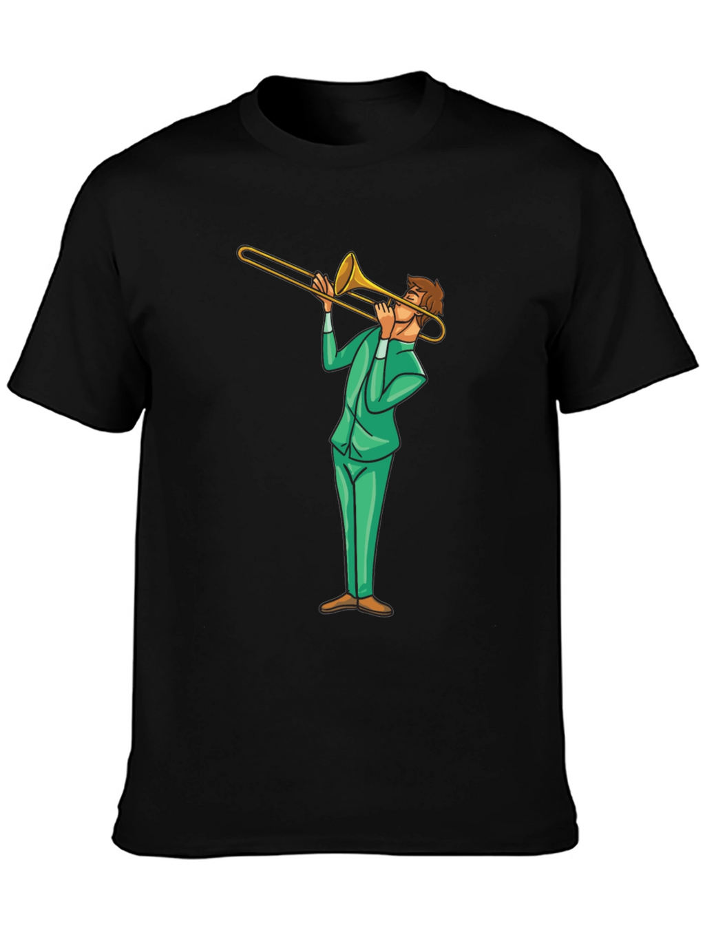Trombone Player Graphic Tee - Black Cotton T-Shirt