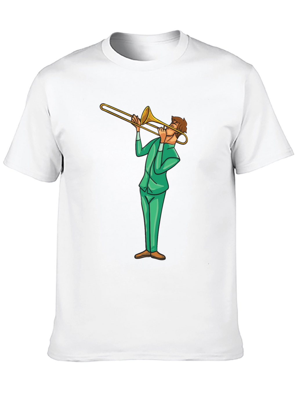 Trombone Player Graphic Tee - Black Cotton T-Shirt