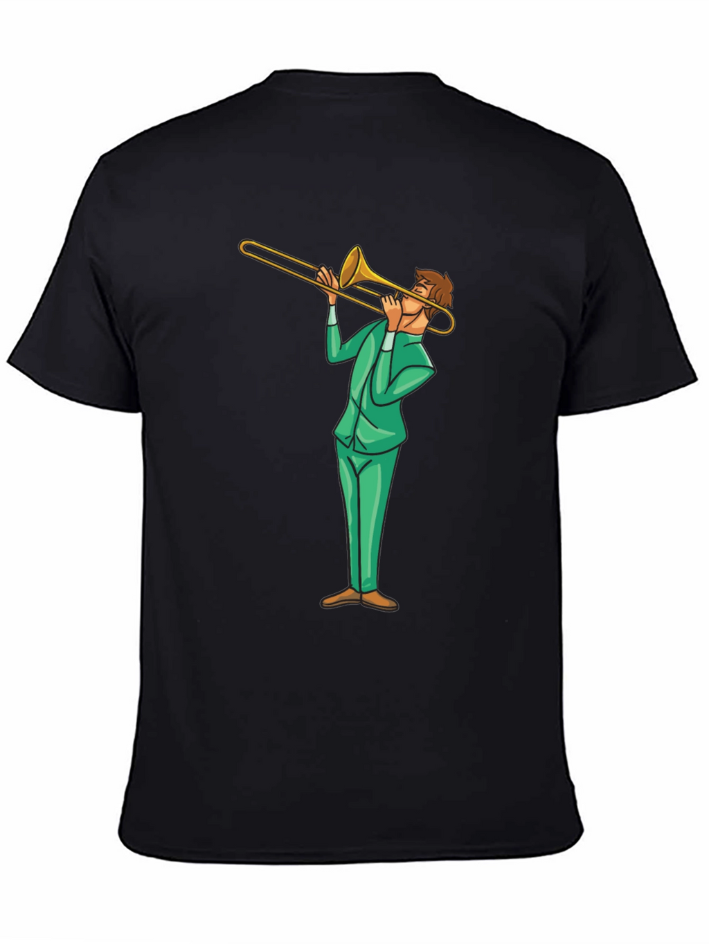 Trombone Player Graphic Tee - Black Cotton T-Shirt
